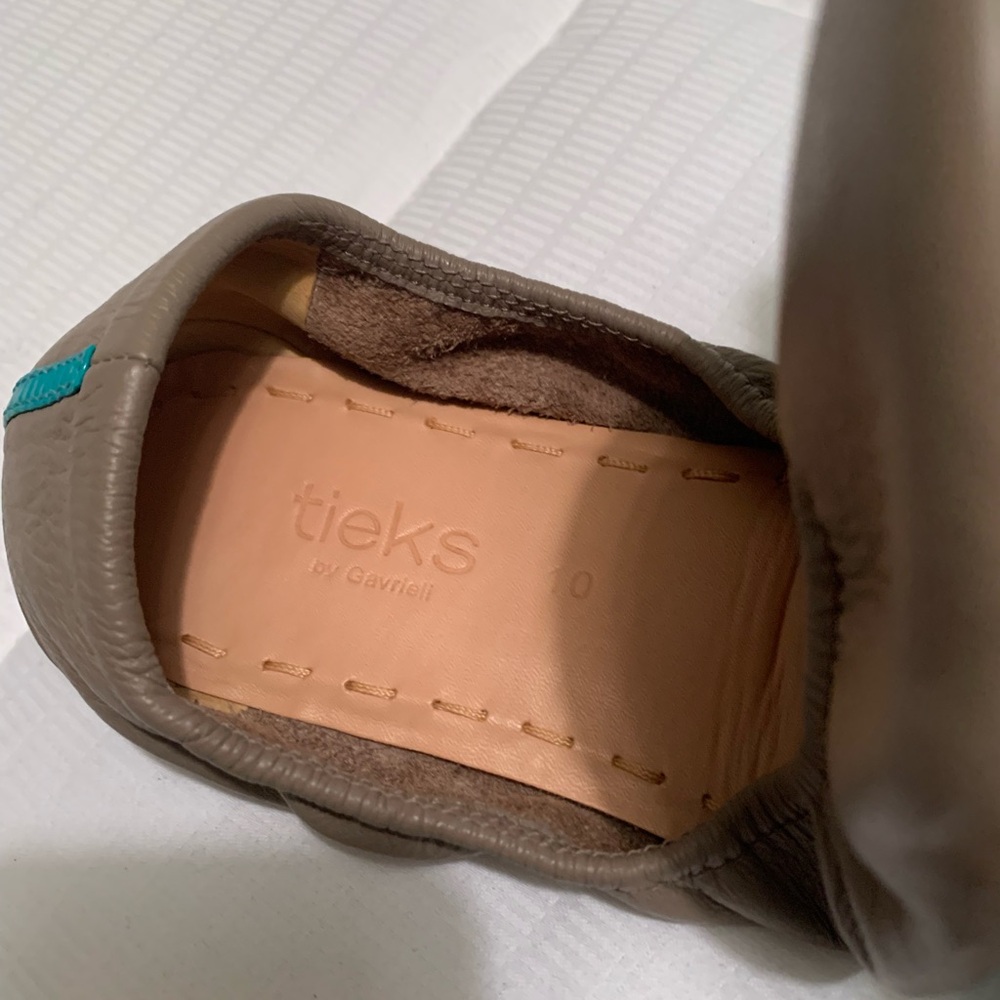 Tieks Teal and Brown Foldable Ballet Flats - Picture 3 of 5